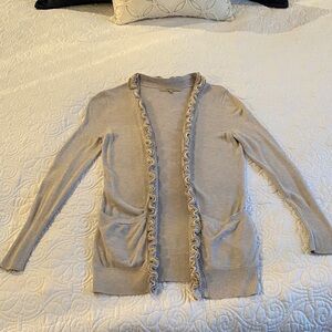 RW&CO. Light Beige Ruffle Cardigan